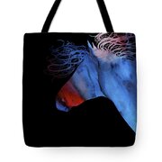Colorful Abstract Wild Horse Silhouette - Red And Blue Tote Bag by Michelle Wrighton