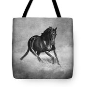 Horse Power Black And White Tote Bag by Michelle Wrighton