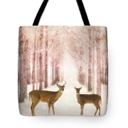 Deer Woodlands Nature Print - Dreamy Surreal Deer Woodlands Nature Pink ...