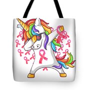 Pink Ribbon Dabbing Unicorn Breast Cancer Awareness Gift Hooded Sweatshirt