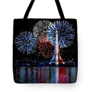 Tour Eiffel Fireworks Paris Tote Bag