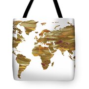Warm Beige Brown Glow Watercolor World Map Silhouette Painting by Irina ...