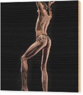 6493 Elegant Slim Male Nude Dancing With Jewelry Wood Print
