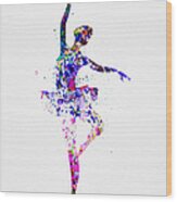 Ballerina Dancing Watercolor 2 Wood Print