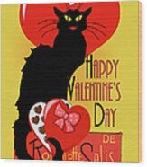 Le Chat Noir Valentine Wood Print