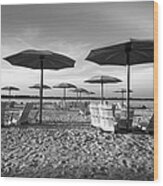 Umbrellas On The Beach Wood Print