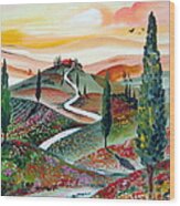Winding Country Road Among The Hills Of Tuscany Wood Print