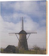 Windmill In Kinderdijk Netherlands Wood Print