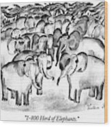 1-800 Herd Of Elephants Wood Print