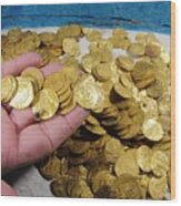 A Stash Of 2000 Ancient Gold Coins #1 Wood Print