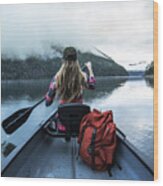 A Woman In A Canoe. #1 Wood Print