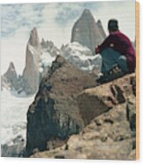 A Young Woman Gazes At Cerro Fitzroy #1 Wood Print