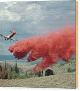 Aircraft Releases Fire Retardant #1 Wood Print