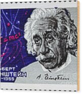 Albert Einstein Stamp Wood Print