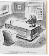An Executive Sits At His Desk And An Employee's Wood Print