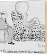 An Octopus Or Squid Lays On A Psychiatrist Or #1 Wood Print