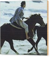 Andie Macdowell And Paul Qualley Riding Horses Wood Print