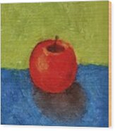 Apple With Green And Blue #1 Wood Print