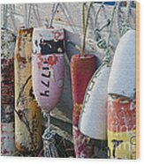 Buoys Hanging On Boat #1 Wood Print
