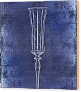 Champagne Flute Patent Drawing Blue #1 Wood Print