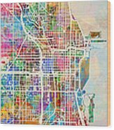 Chicago City Street Map #1 Wood Print