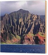 Cliffs Of The Napali Coast Kauai Wood Print
