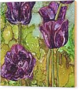 Dark Tulips Wood Print