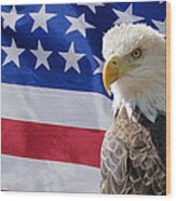 Eagle And Flag #1 Wood Print