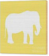 Elephant In Yellow And White Wood Print
