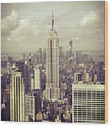 Empire State Building And Manhattan #1 Wood Print