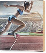 Female Athlete Sprinting #1 Wood Print