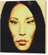 Freckle Faced Beauty Lucy Liu Wood Print