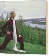 Galya Milovskaya Wearing A Red Jumpsuit #1 Wood Print