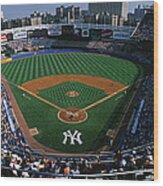 High Angle View Of A Baseball Stadium #1 Wood Print
