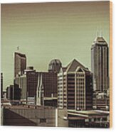 Indianapolis Skyline - Black And White #1 Wood Print