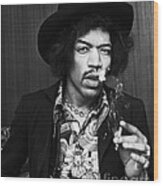 Jimi Hendrix Smoking 1967 Wood Print