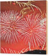 July 4th Fireworks At Lake Union #2 Wood Print