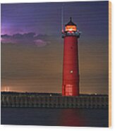 Lighthouse Lightning #1 Wood Print