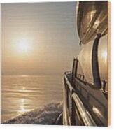 Luxury Motor Yacht Sailing At Sunset #1 Wood Print