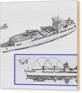 Merchant Marine Conceptual Drawing #1 Wood Print