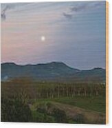 Moon Over The Hills Of Povoacao #1 Wood Print