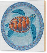 Mosaic Turtle Wood Print