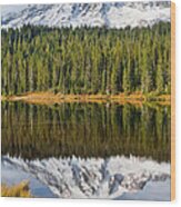 Mount Rainier And Reflection Lakes In The Fall #2 Wood Print