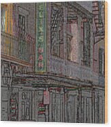 New Orleans - Bourbon Street With Pencil Effect #1 Wood Print