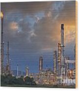 Oil Refinery Along Twilight Sky #1 Wood Print
