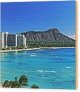 Palm Trees On The Beach, Diamond Head #1 Wood Print