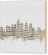 Philadelphia Pennsylvania Skyline Sheet Music Cityscape #1 Wood Print