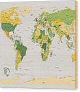 Political Map Of The World #1 Wood Print
