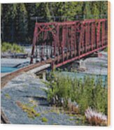 Red Rod Iron Railroad Bridge Traverses #1 Wood Print