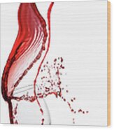 Red Wine  Poured Into Glas #1 Wood Print
